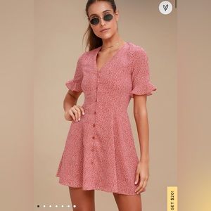 Castana Rust Red Print Button-Up Dress from Lulus